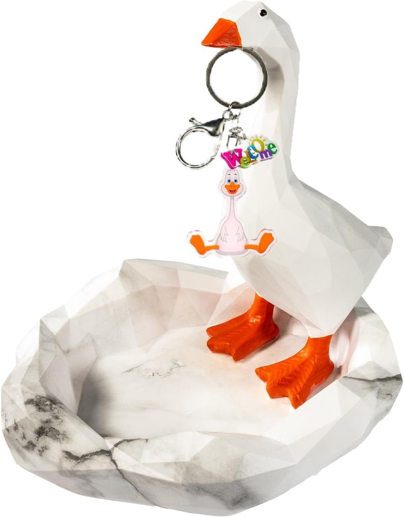 REFREZZ 7 INCH Desk Goose Decor Magnetic Goose Key Holder Set Silly Goose for Entryway Table Kawaii Nightstand Decor Nice Apartment Gift and Housewarming Gift for New House - Image 1